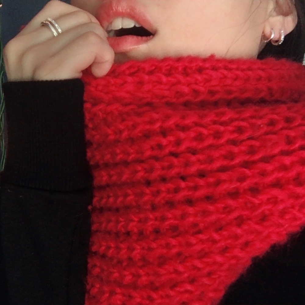 Handmade Red Scarf for Winter